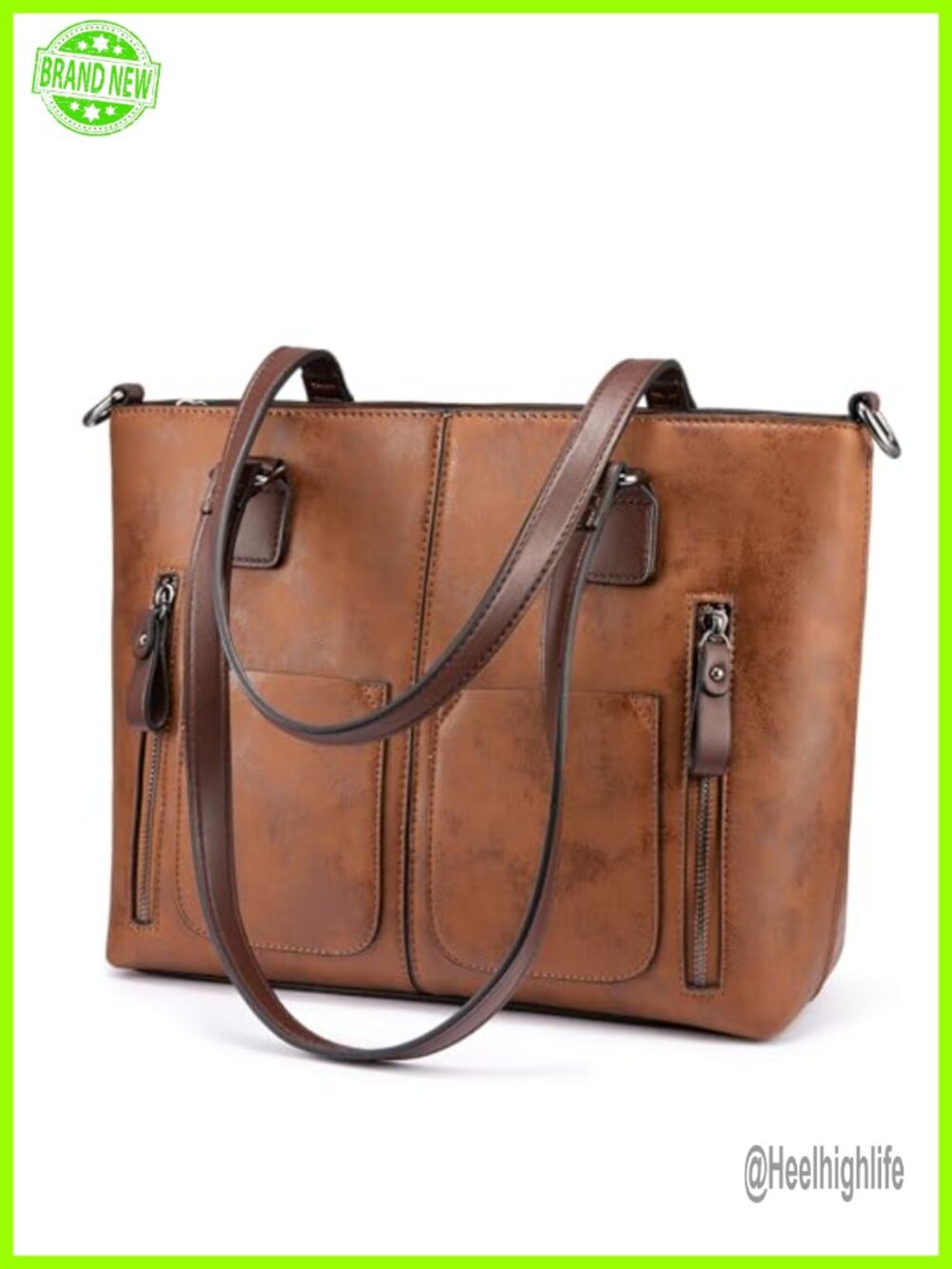 Large Hobo Shoulder Bag Faux Leather Multi-Pocket Work Tote